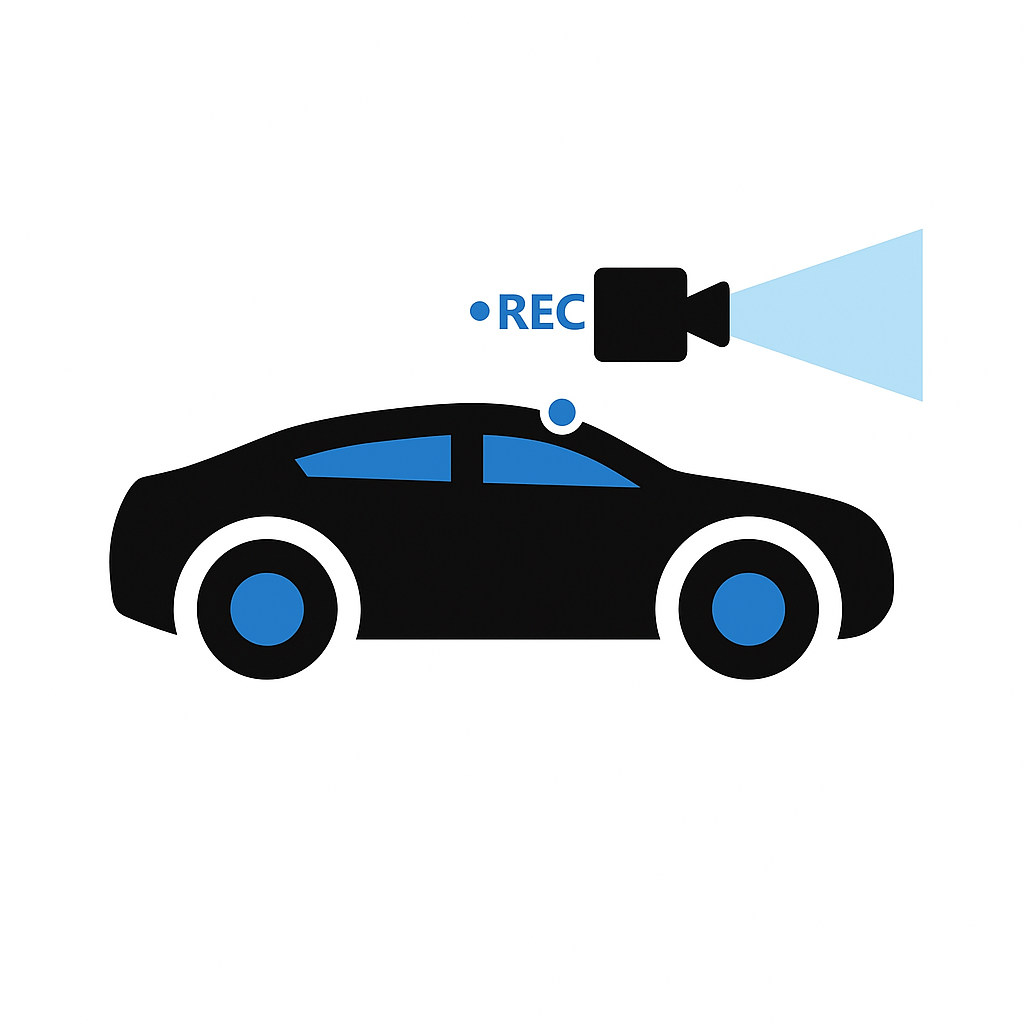 רכב שחור עם מצלמת דש קאם מקליטה